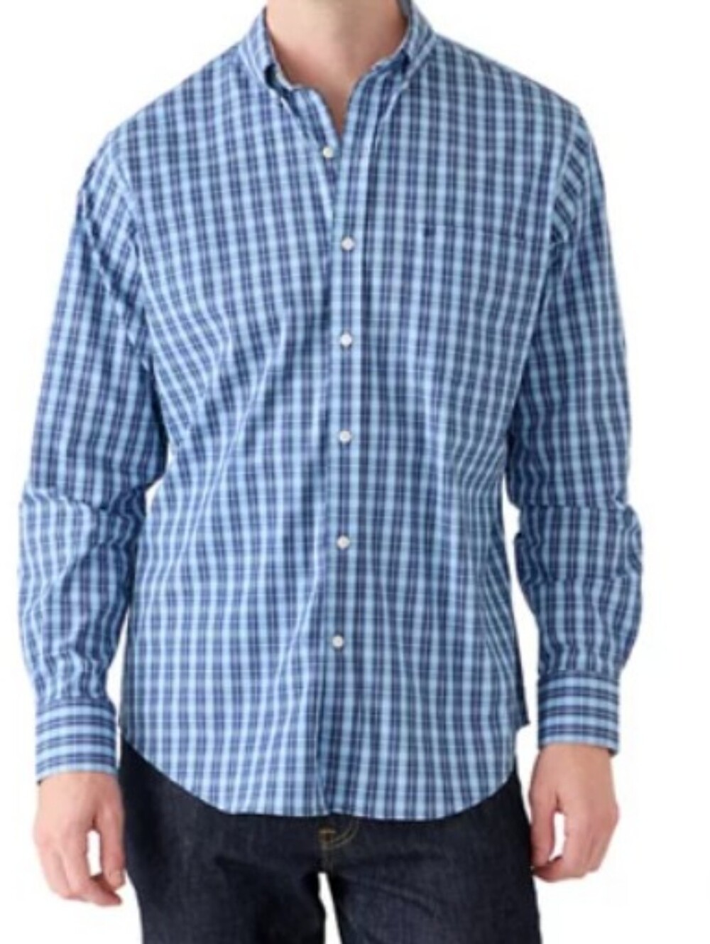 Izod Slim fit Blue Plaid Button-Front Casual Shirt
